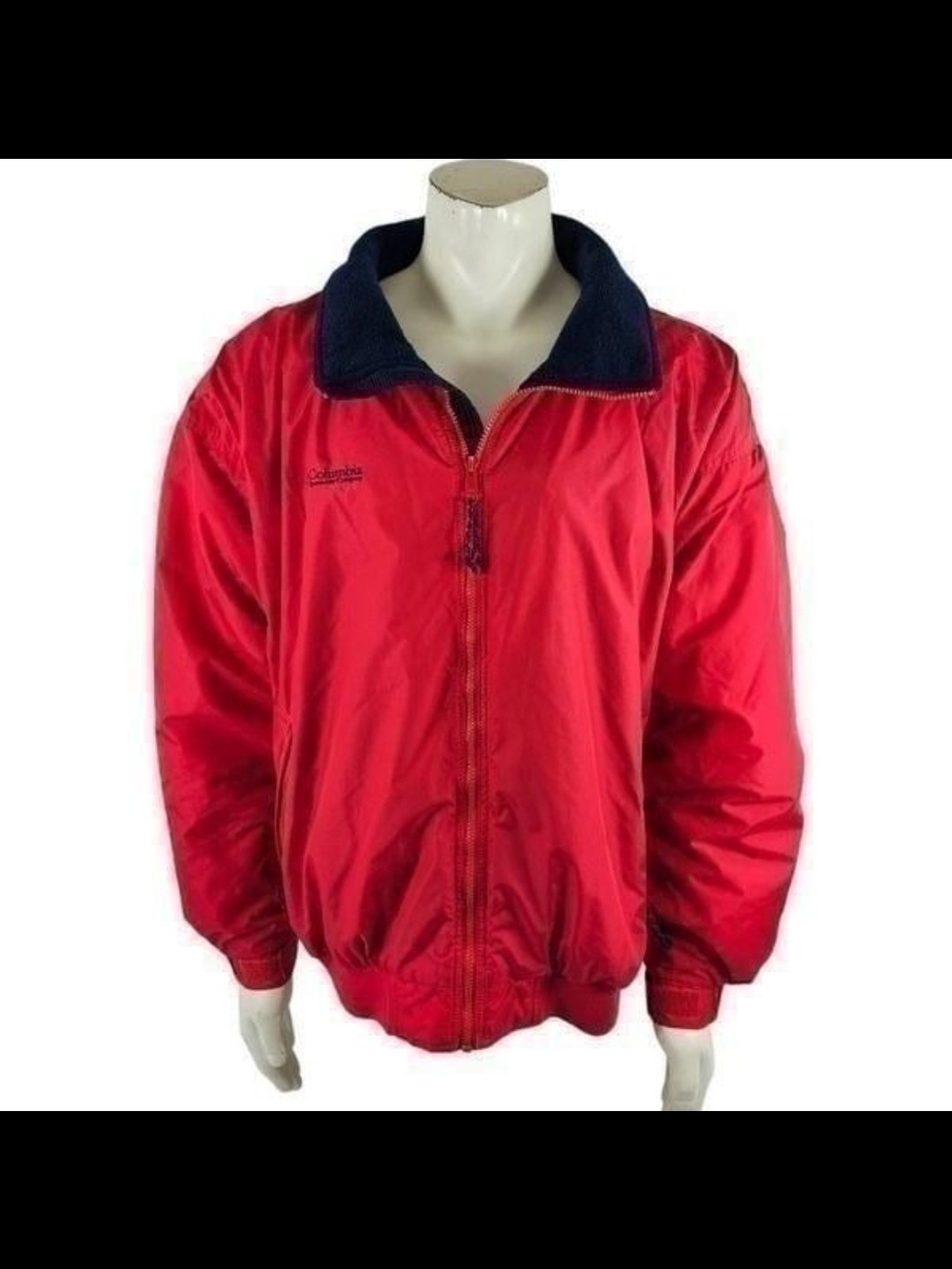 Columbia vintage warm up fleece lined winter ski jacket red mens XL zip pockets